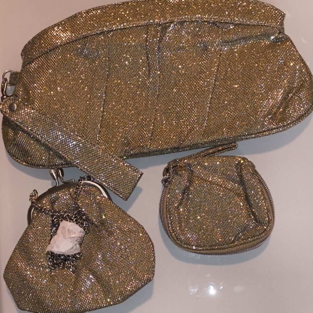 Avon Sparkling Gold Clutch and Wristlet Set
